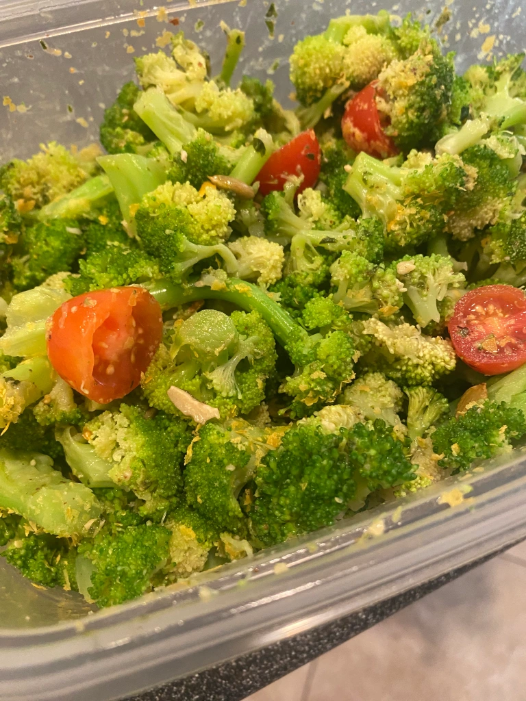 Healthy Cold Broccoli Pesto Salad with Almond Butter & Vegan Pesto