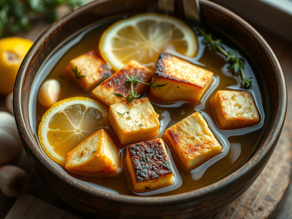 Lemon-Herb Tofu in Broth – A Light and Satisfying Protein